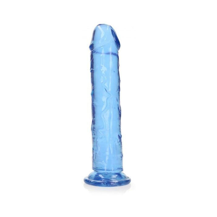 Realrock Crystal Clear Straight 9 In. Dildo Without Balls Blue