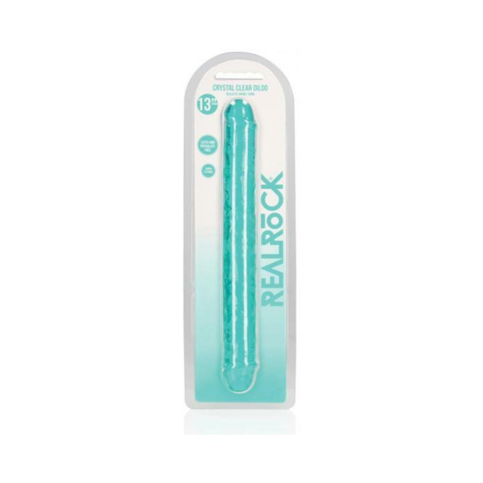 Shots Realrock Crystal Clear 13" Double Dildo - Turquoise