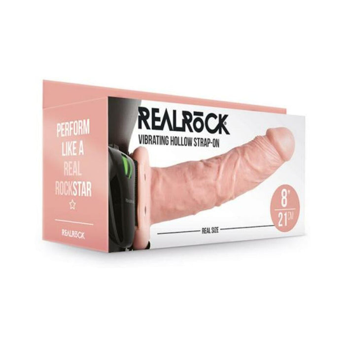 Realrock Vibrating Hollow Strap-on Without Balls 8 In. Vanilla