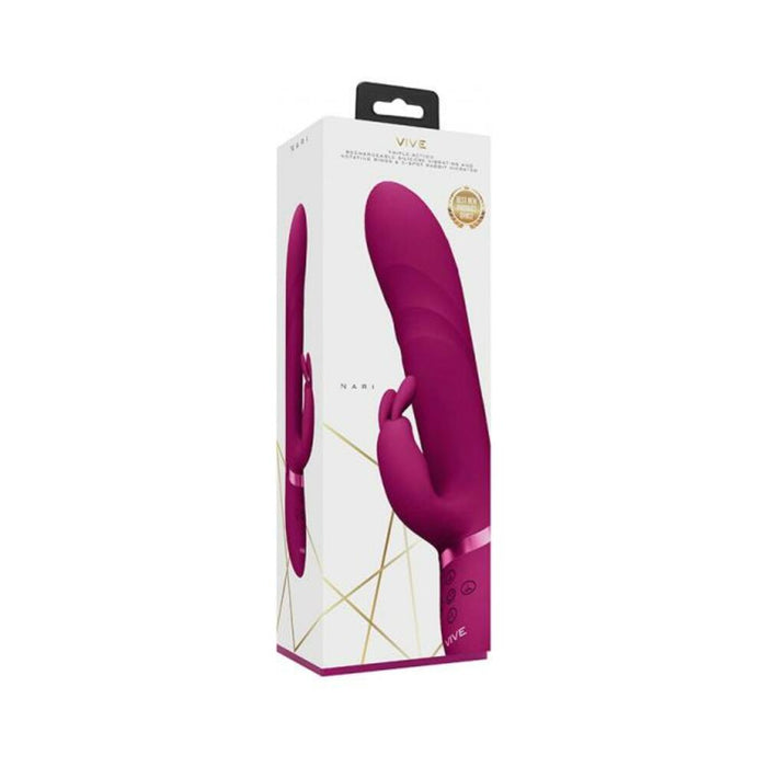 Vive Nari Rechargeable Silicone G-spot Rabbit Vibrator With Rotating Beads Pink