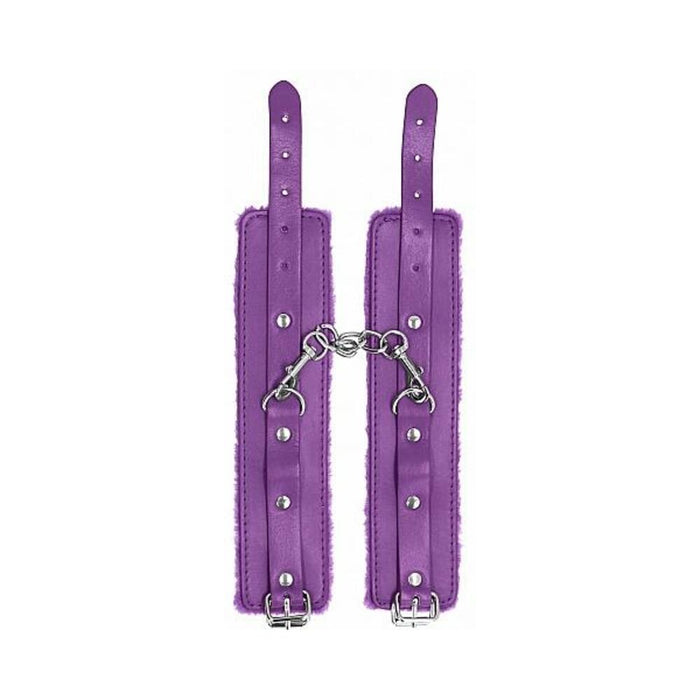 Ouch! Plush Leather Handcuffs Purple