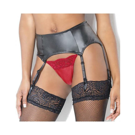 Coquette Matte Wetlook Garter Belt Black Os Hanging | SexToy.com