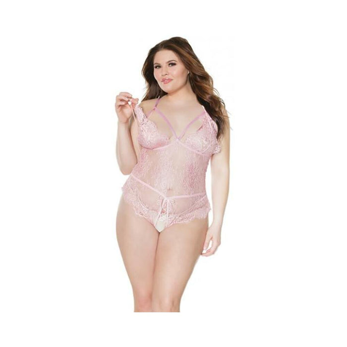 Crotchless Teddy Pink Os Xl | SexToy.com