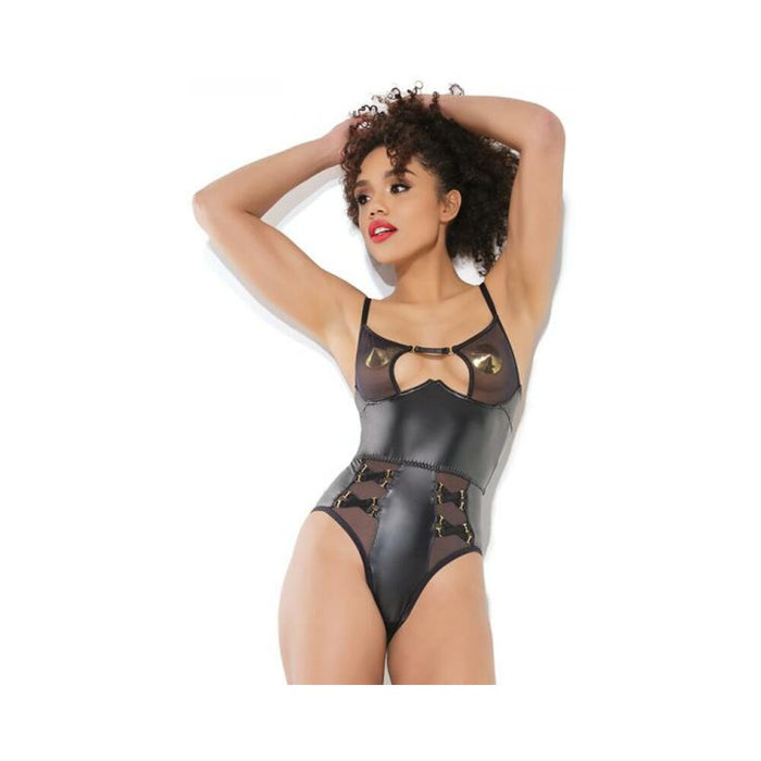 Sheer Crotchless Teddy Black Large Hanging | SexToy.com