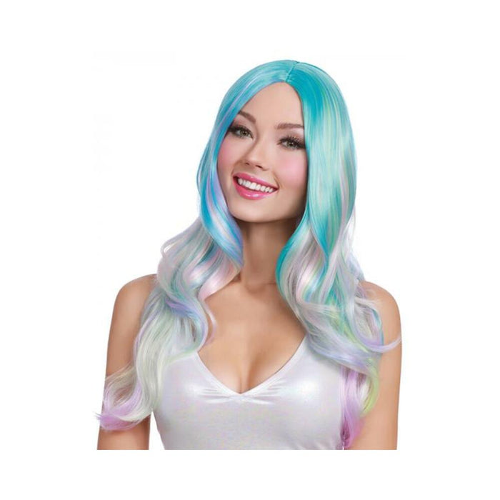 Long Wavy Wig Pastel Rainbow Ombre