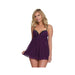 Dreamgirl Stretch Mesh And Lace Babydoll With Underwire Push-up Cups And G-string Plum Medium Hangin | SexToy.com