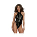 Dreamgirl Shiny Vinyl High Neck Teddy With Zipper Front, Adjustable Elastic Open Back And Matching V | SexToy.com