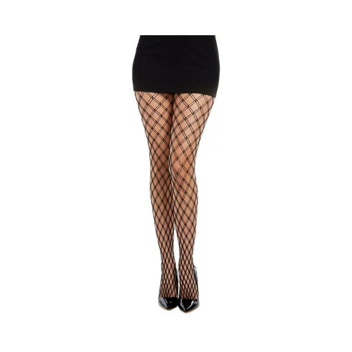 Dreamgirl Double-knitted Fence-net Pantyhose Black Os | SexToy.com
