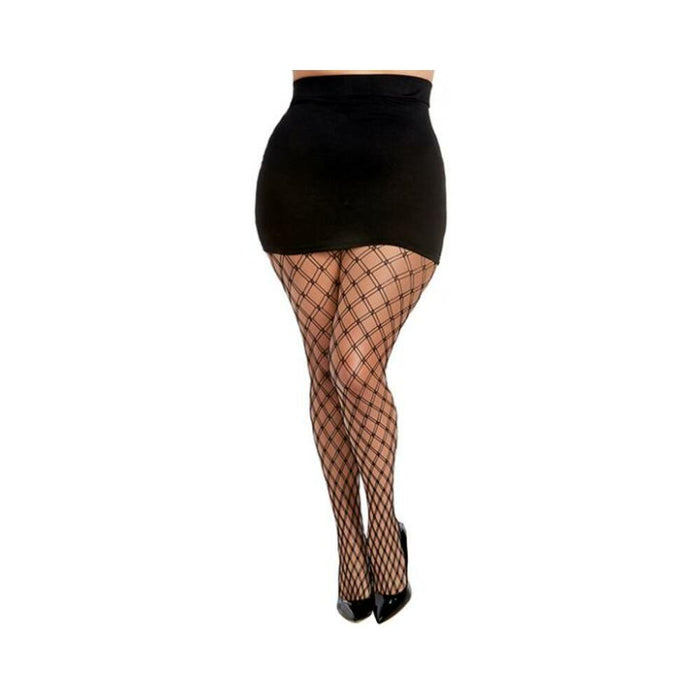 Dreamgirl Double-knitted Fence-net Pantyhose Black Osq | SexToy.com