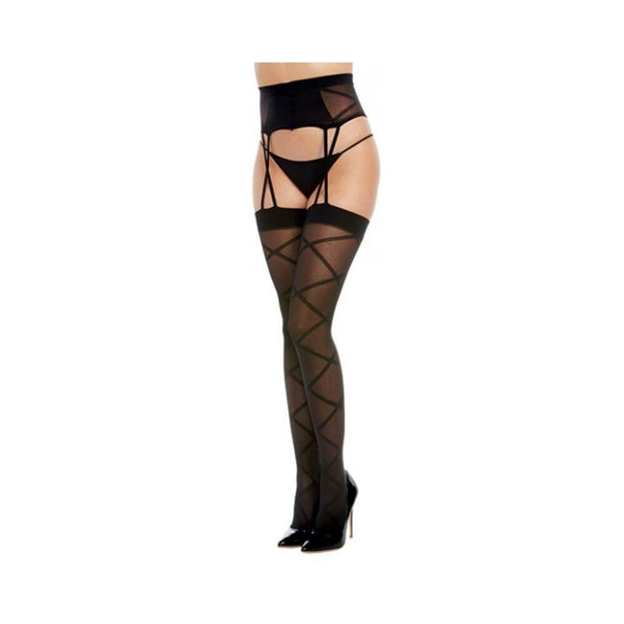 Sheer Crisscross Stockings Black O/s