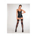 Dreamgirl Double-layer-front Teddy And Garter Slip With Attached/adjustable Garters Black Xl | SexToy.com
