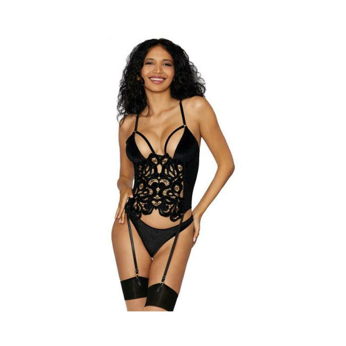 Dreamgirl Bustier And Thong Black Xl Hanging