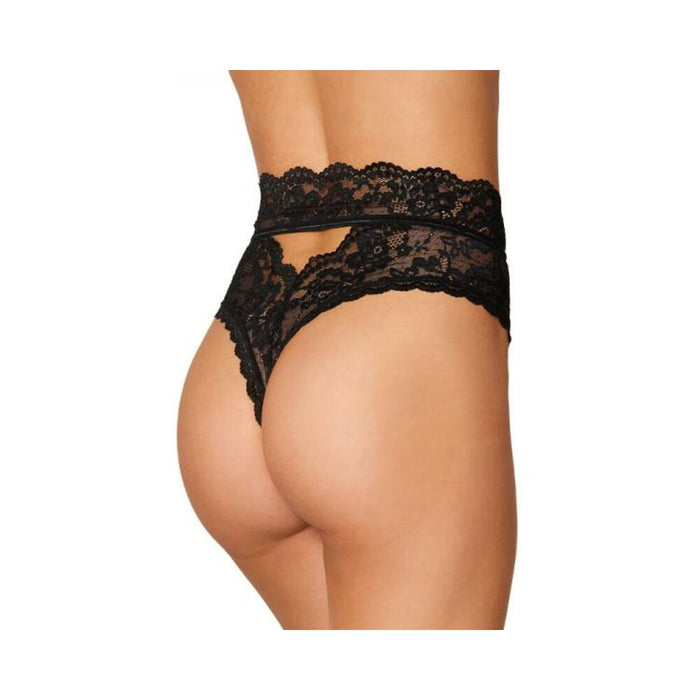 Dreamgirl High-waist Scallop Lace Panty With Keyhole Back Black S