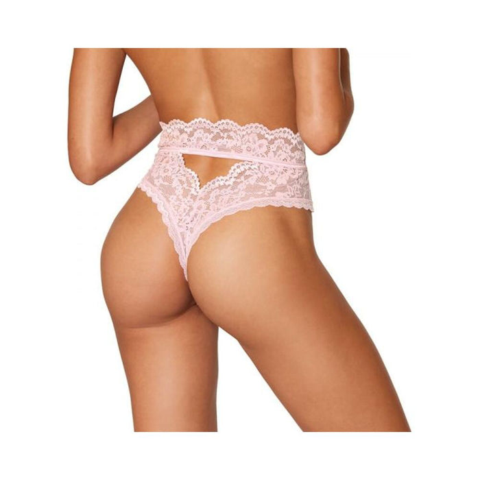 Dreamgirl High-waist Scallop Lace Panty With Keyhole Back Pink L
