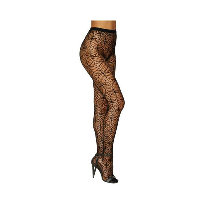 Dreamgirl Abstract Knitted Fishnet Pantyhose Black O/s