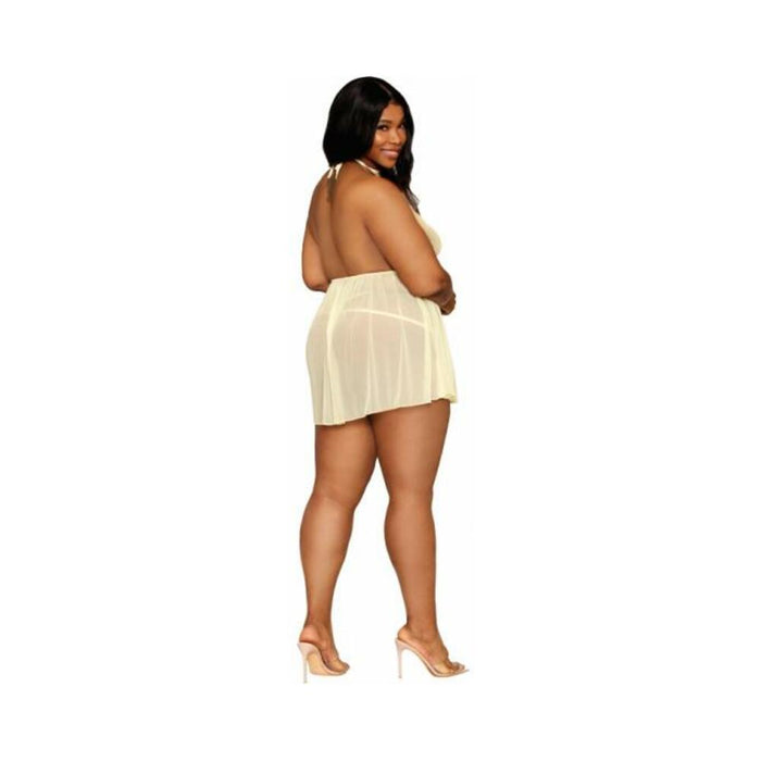 Polka Dot & Mesh Babydoll Daffodil Q/s