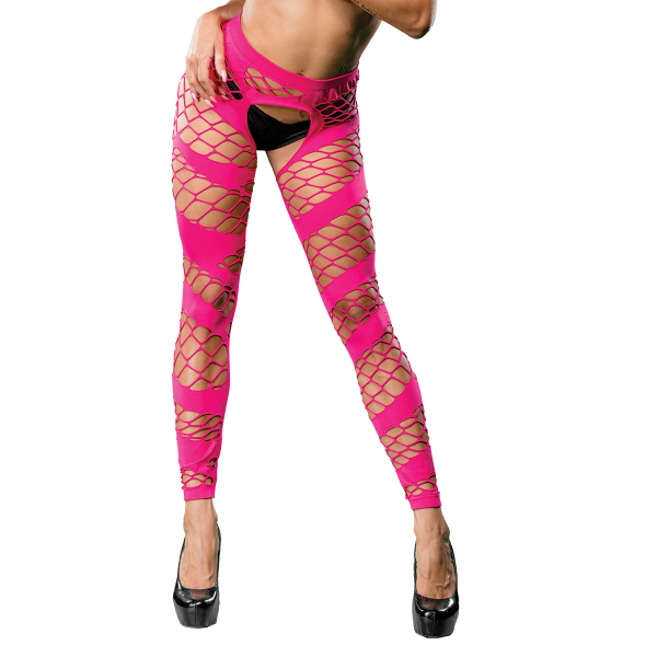 Naughty Girl Sexy Leggings Wild Mesh Design Pink O/S