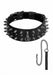 Ouch! Skulls & Bones Biker Spike Collar with Leash Black | SexToy.com