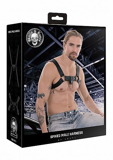 Ouch! Skulls & Bones Male Harness With Spikes Black | SexToy.com