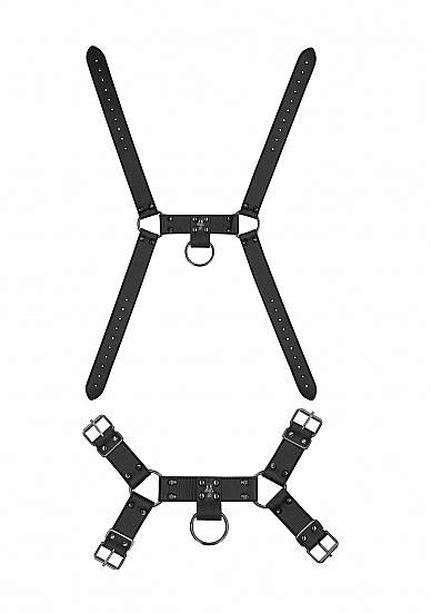 Skulls And Bones Male Harness With Skulled & Spiked Black | SexToy.com