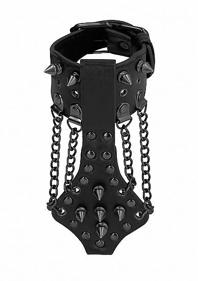 Ouch! Skulls & Bones Bracelet With Spikes And Chains Black | SexToy.com