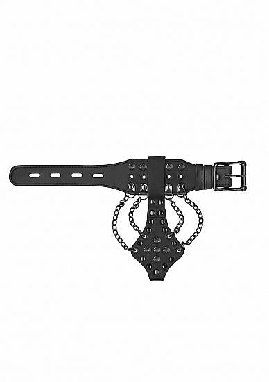 Ouch! Skulls & Bones Bracelet With Spikes And Chains Black | SexToy.com