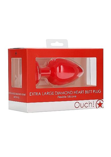 Diamond Heart Butt Plug - Extra Large - Red | SexToy.com