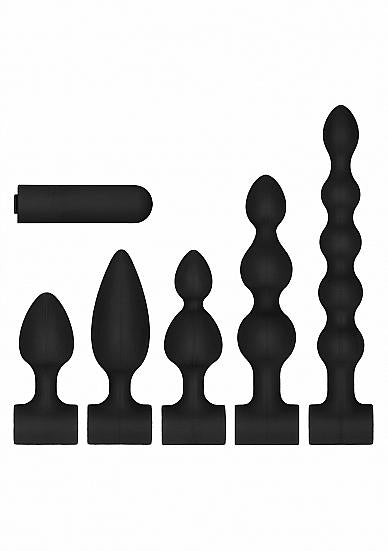 Silicone USB Rechargeable Anal Set Black | SexToy.com