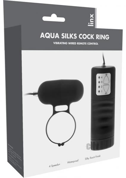 Aqua Silks Cock Ring Remote Black Linx