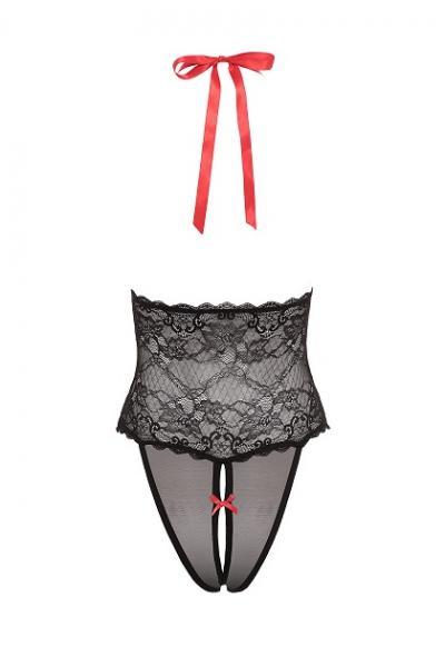 V Plunge Lace & Mesh Teddy Black OS | SexToy.com