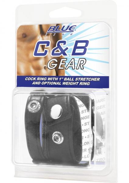 C & B Gear Cock Ring with Ball Stretcher 1 inch Black | SexToy.com
