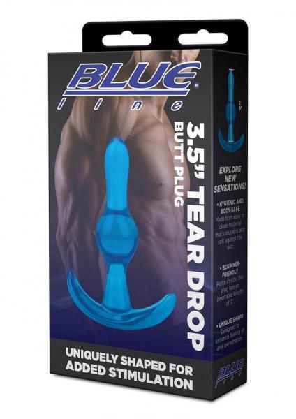 Blue Line Tear Drop Butt Plug 3.5 Blu