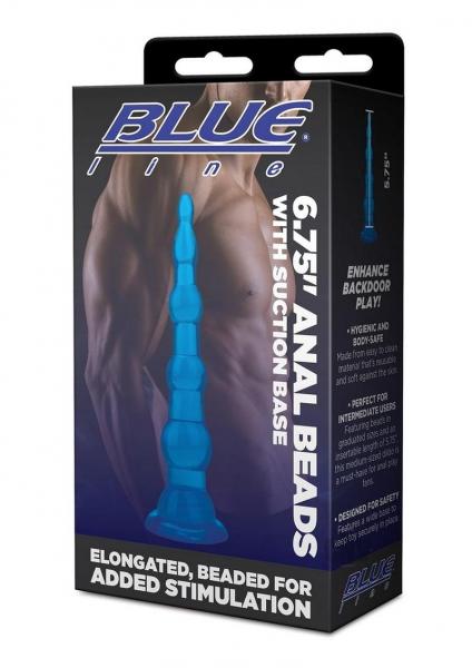 Blue Line Anal Beads W/suction Cup 6.75