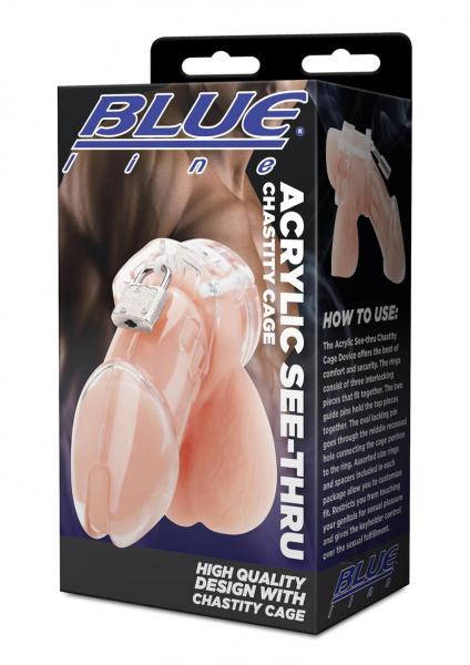 Blue Line Acrylic See-thru Chastity Cage - Clear | SexToy.com