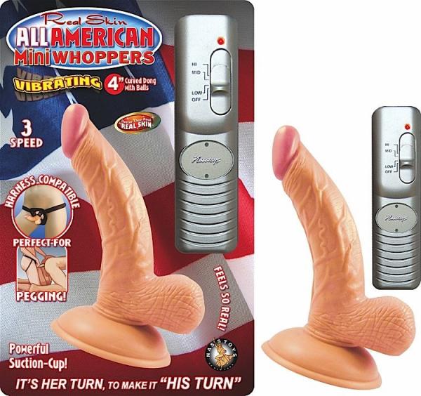 Mini Whoppers Vibrating Dong With Balls 4 inches Beige | SexToy.com