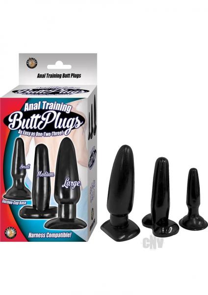 Anal Training Butt Plugs Black 3 Sizes | SexToy.com