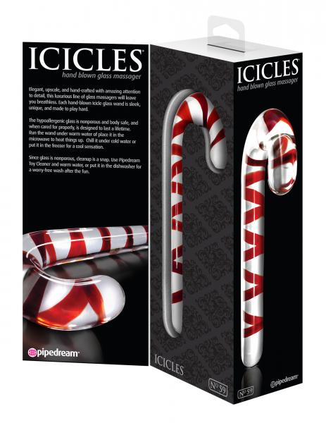 Icicles No. 59 Hand Blown Glass Massager Candy Cane | SexToy.com