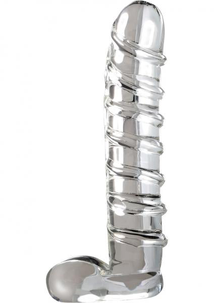 Textured Glass Dong 9 Inch - Clear | SexToy.com