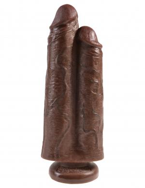 King Cock 9 inches Two Cocks One Hole Brown | SexToy.com