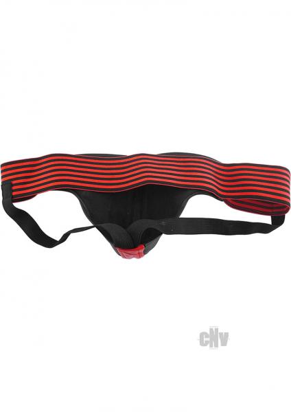 Rouge Leather Jockstrap Stripes Red Black XL | SexToy.com