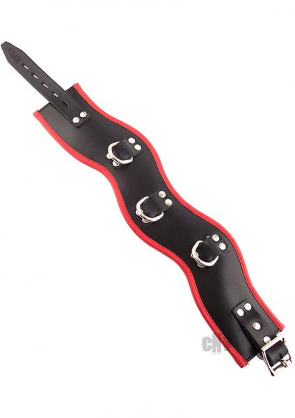 Rouge Leather Posture Collar 3 Ring Black Red | SexToy.com