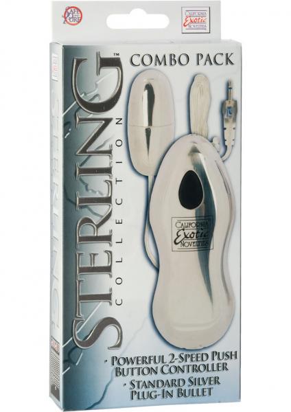 Sterling Collection Combo Pack 1 Standard Silver Plug In Bullet 2 Speed Push Button Controller | SexToy.com