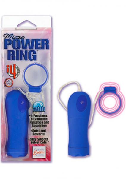 Micro Power Ring 4 Functino Velvet Cote1.5 Inch Blue | SexToy.com