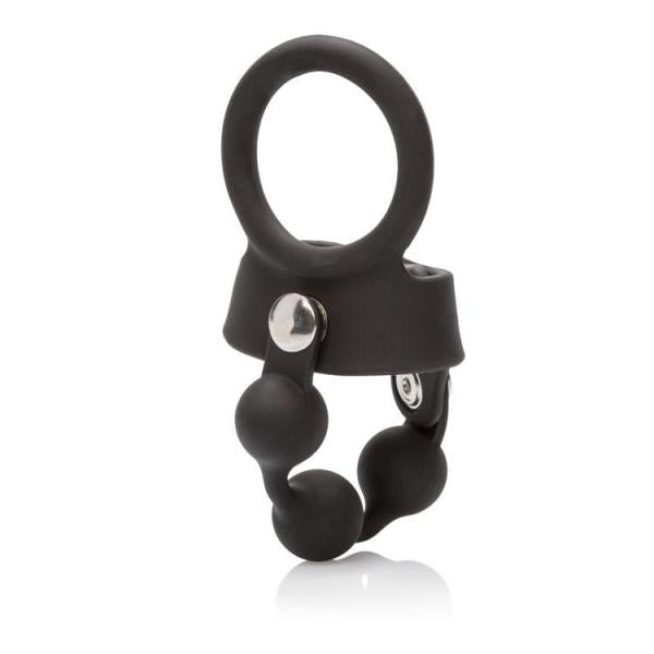 Tri Snap Weighted Ball Spreader Silicone Black | SexToy.com