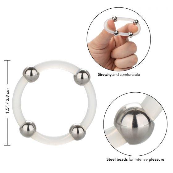 Steel Beaded Silicone Ring Large Clear | SexToy.com