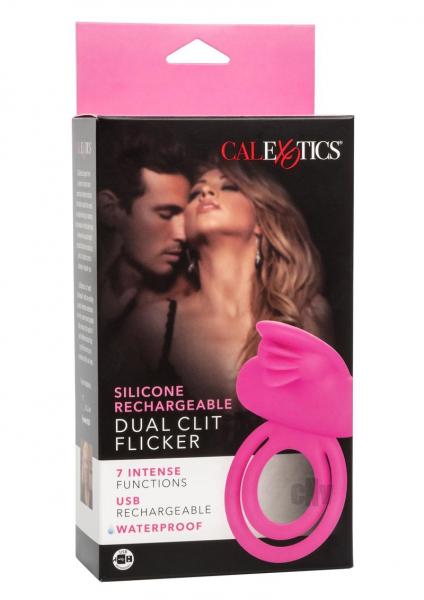 Dual Clit Flicker Enhancer Vibrating Cock Ring Pink | SexToy.com