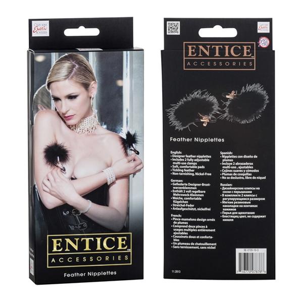 Entice Feather Nipplettes Nipple Clamps Black | SexToy.com