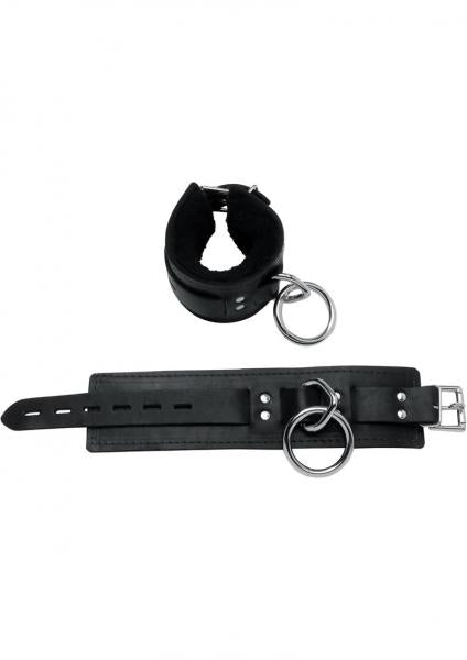 Lavish Deluxe Locking Wrist Restraints With Real Fleece Lining Black | SexToy.com