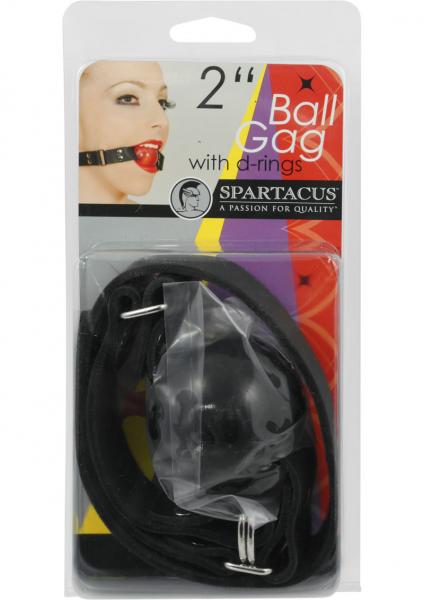 Large Ball Gag With D Ring 2 Inch - Black | SexToy.com