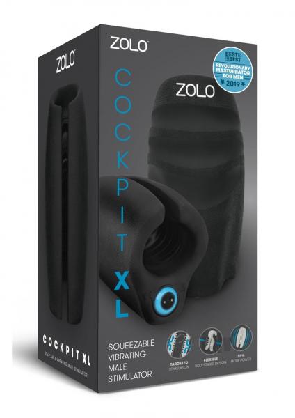 Zolo Cockpit Vibrating Male Stimulator Stroker XL Black | SexToy.com